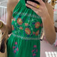 ☘️Sleeveless Halter Printed Maxi Dress