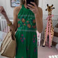 ☘️Sleeveless Halter Printed Maxi Dress
