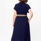 Einfarbiges, lässiges Button-Down-Kleid für Damen