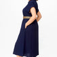Einfarbiges, lässiges Button-Down-Kleid für Damen