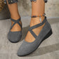 💃🔥Letzter Tag Promotion 50% Rabatt🔥Elegante feste Farbe elastische Riemen niedrige Keilschuhe