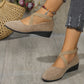 💃🔥Letzter Tag Promotion 50% Rabatt🔥Elegante feste Farbe elastische Riemen niedrige Keilschuhe