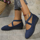 💃🔥Letzter Tag Promotion 50% Rabatt🔥Elegante feste Farbe elastische Riemen niedrige Keilschuhe