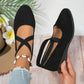 💃🔥Letzter Tag Promotion 50% Rabatt🔥Elegante feste Farbe elastische Riemen niedrige Keilschuhe
