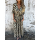 Maxikleid mit V-Ausschnitt und Leopardenmuster👗