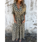 Maxikleid mit V-Ausschnitt und Leopardenmuster👗