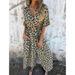 Maxikleid mit V-Ausschnitt und Leopardenmuster👗