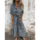Maxikleid mit V-Ausschnitt und Leopardenmuster👗