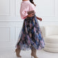 Damen-Set: Lockeres Off-Shoulder-Oberteil & gedruckter Mesh-Rock
