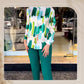 Zweiteiliges Set aus trendigem Print-Shirt und Hose für Damen