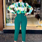Zweiteiliges Set aus trendigem Print-Shirt und Hose für Damen