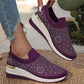 Lässige Slip-on-Sneakers aus Mesh-Gewebe mit Strasssteinen für Damen