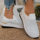 Lässige Slip-on-Sneakers aus Mesh-Gewebe mit Strasssteinen für Damen
