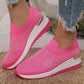 Lässige Slip-on-Sneakers aus Mesh-Gewebe mit Strasssteinen für Damen