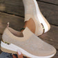 Lässige Slip-on-Sneakers aus Mesh-Gewebe mit Strasssteinen für Damen