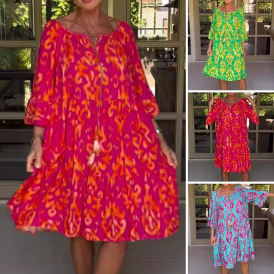 Midikleid mit lockerer Passform und Rüschensaum für Damen
