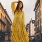 Damen U-Ausschnitt Rüschen Patchwork Split Swing Kleid