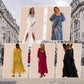 Damen U-Ausschnitt Rüschen Patchwork Split Swing Kleid