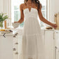 Elegantes Damen Spaghettiträger Kleid mit sexy tiefem V-Ausschnitt