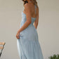 Elegantes Damen Spaghettiträger Kleid mit sexy tiefem V-Ausschnitt