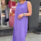 💜Lila ärmelloses Maxikleid mit lockerer Passform für Damen