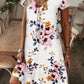 Damen elegantes Langarmkleid mit Blumenmuster und V-Ausschnitt