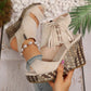 Women's Tassel Open Toe Platform Wedge Sandals