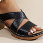 Damen-Sandalen im Vintage-Stil mit ausgehöhlten, klobigen Absätzen
