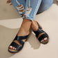 Damen-Sandalen im Vintage-Stil mit ausgehöhlten, klobigen Absätzen