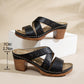 Damen-Sandalen im Vintage-Stil mit ausgehöhlten, klobigen Absätzen