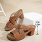 Damen-Sandalen im Vintage-Stil mit ausgehöhlten, klobigen Absätzen