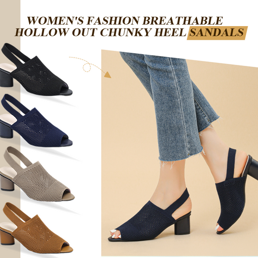 Damen Mode Atmungsaktive Hollow Out Chunky Heel Sandalen