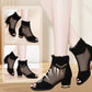 Mesh High Heel Fischmaul Sandalen