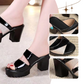 Damen trendige Sandalen mit Keil-Plateau und offenen Zehen