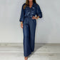 🍃Damen-Set aus Langarm-Oberteil mit gestuftem Design und weiter Hose