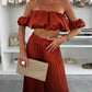 🔥2025 Hot Sale🔥Sexy, einfarbiges Oberteil und Hose mit weitem Bein für Damen, zweiteiliges Set