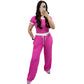 Geripptes Damen-Lounge-Set mit Crop-Top und weit geschnittener Hose