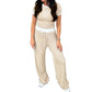 Geripptes Damen-Lounge-Set mit Crop-Top und weit geschnittener Hose