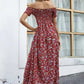 Elegantes, schulterfreies Kleid mit Blumenmuster für Damen