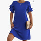 Damenkleid in A-Linie mit Rüschen und kurzen Ärmeln