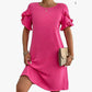 Damenkleid in A-Linie mit Rüschen und kurzen Ärmeln