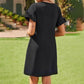 Damenkleid in A-Linie mit Rüschen und kurzen Ärmeln