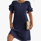 Damenkleid in A-Linie mit Rüschen und kurzen Ärmeln