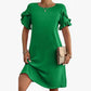 Damenkleid in A-Linie mit Rüschen und kurzen Ärmeln