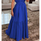 Stilvolles einfarbiges langes Kleid mit One-Shoulder-Träger und geraffter Taille