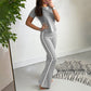 🏙️【Urbanes modernes Damen-Sportset mit Rundhalsausschnitt und figurbetontem Design】👗