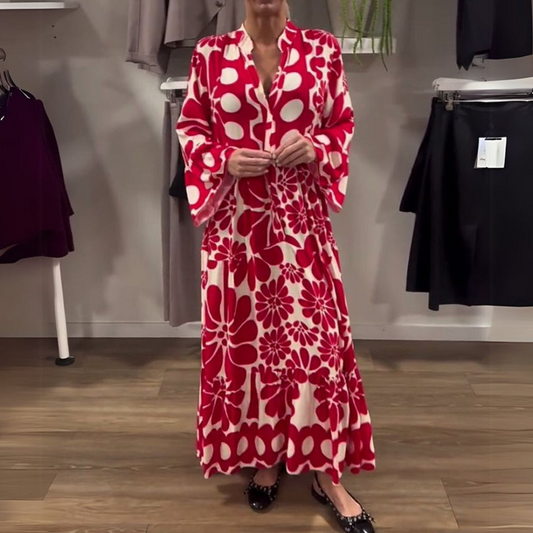 ❤️Locker sitzendes, knöchellanges Kleid mit Blumendruck für Damen