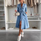 📣Bis zu 50 % Rabatt!👗Langärmeliges Denim-Kleid mit Knopfleiste für Frauen