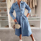 📣Bis zu 50 % Rabatt!👗Langärmeliges Denim-Kleid mit Knopfleiste für Frauen