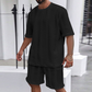 Sportliches Strickset in Uni-Farbe – Kurzarmshirt & Shorts